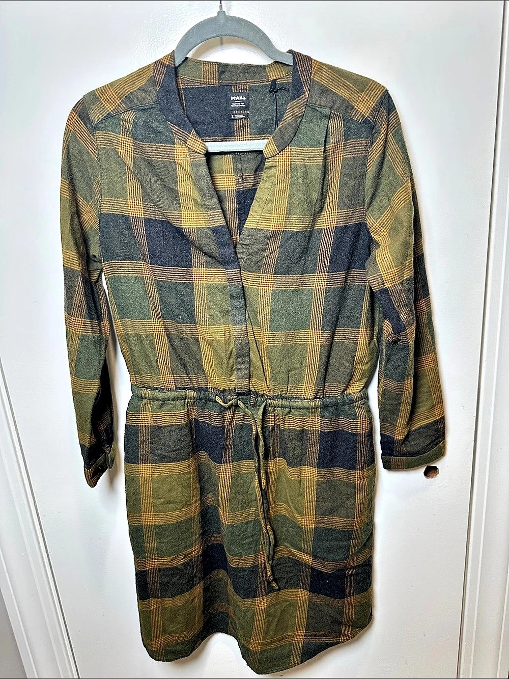 prAna Loop to Pines Dress Plaid Mini Dress in Green & Yellow Size Small NWT (56)
